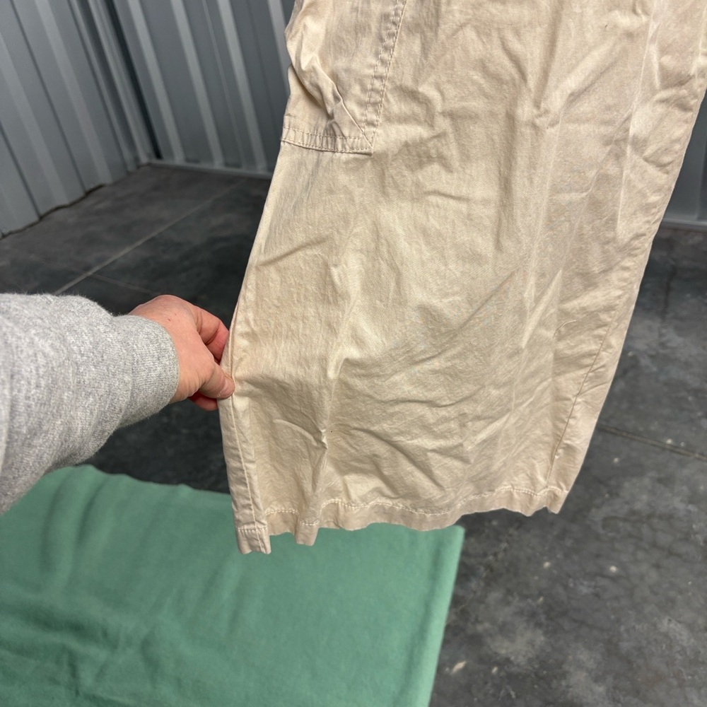 NWT Angel Kiss Tan Lightweight Cargo Pants Back Elastic Waist Wide Leg Women’s L - Picture 2 of 16